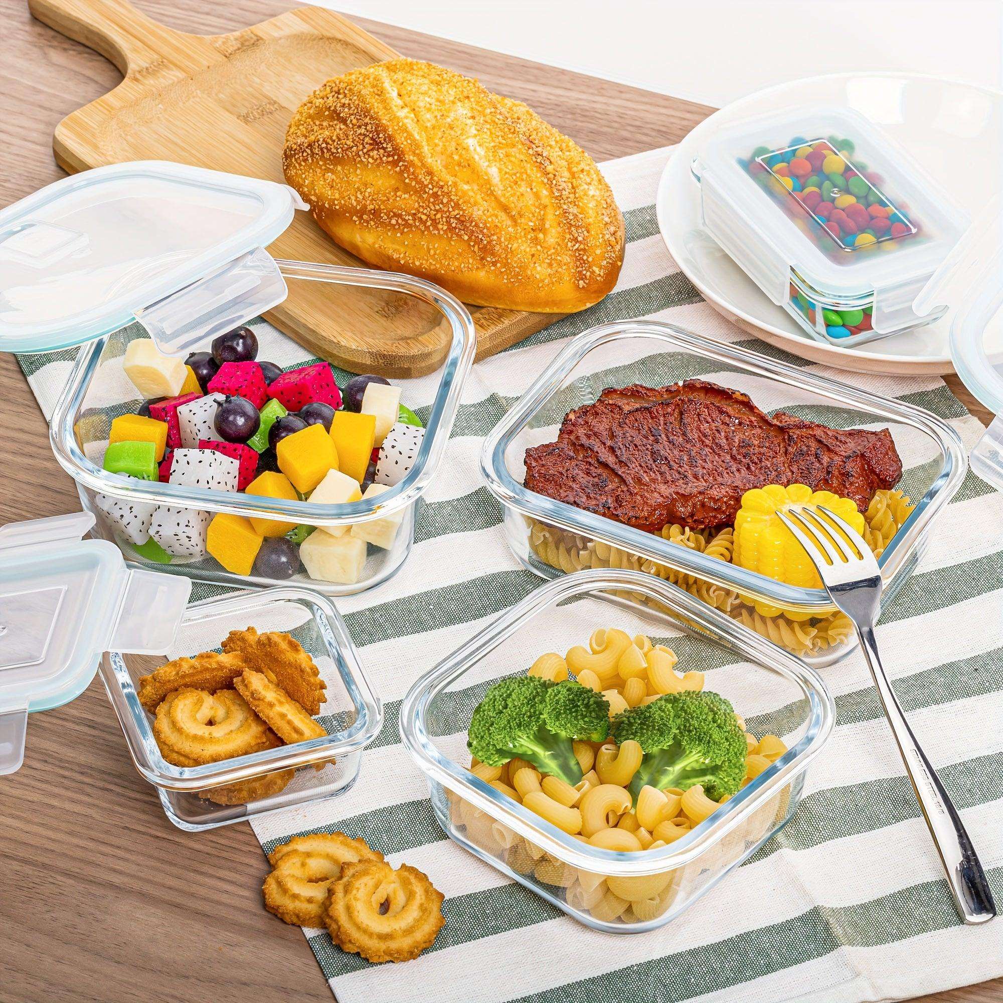 8pcs Glass Meal Prep Containers – Airtight, Leak-Proof, Microwave & Freezer Safe - PulinGO
