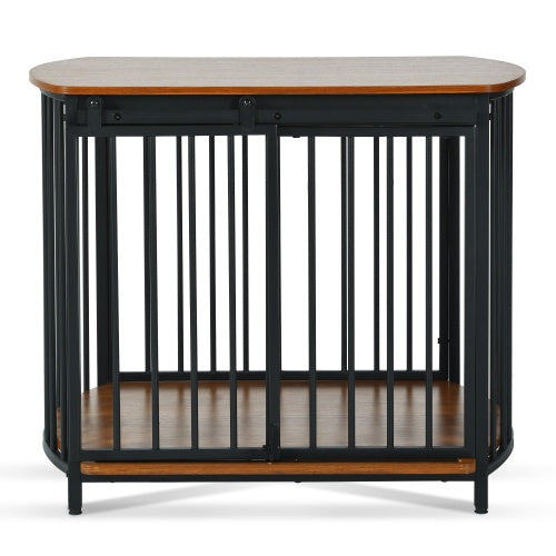 31.5" Wooden Furniture-Style Dog Crate – Double Door Indoor Kennel & End Table