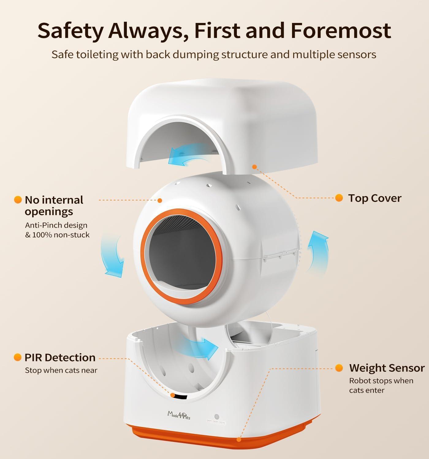 60L Automatic Cat Litter Box – Smart App Control, Infrared Sensor & Deodorizing System for Multiple Cats