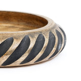 Handcrafted Wooden Bowl with Contrasting Black Inlay – 12″ Round Decorative Serving Bowl