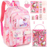 Sanrio Hello Kitty Girls Backpack & Duffel Bag Set – Pastel Pink Large-Capacity School Bag + Travel Luggage