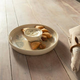 Handcrafted Ceramic Chip & Dip Bowl – Elegant Snack Serving Dish with Dip Compartment