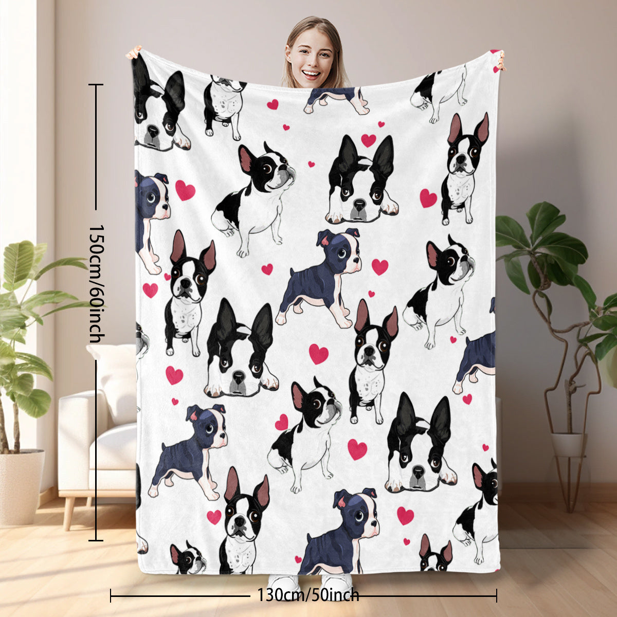 Adorable Fleece Dog Blanket – Soft, Cozy, Lightweight Flannel Throw for Couch, Bed & Living Room Decor, 75 × 100 cm