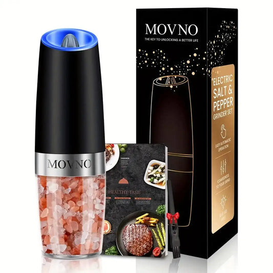 [Gravity Electric Grinder] Automatic Gravity Electric Salt and Pepper Grinder Set - Battery Powered LED Light One Hand Operation - Adjustable Coarseness Mill Grinders Shakers Black, Kitchen Gadgets Gift Ideas - PulinGO