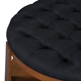 Round Velvet Storage Ottoman - Upholstered Footstool & Coffee Table