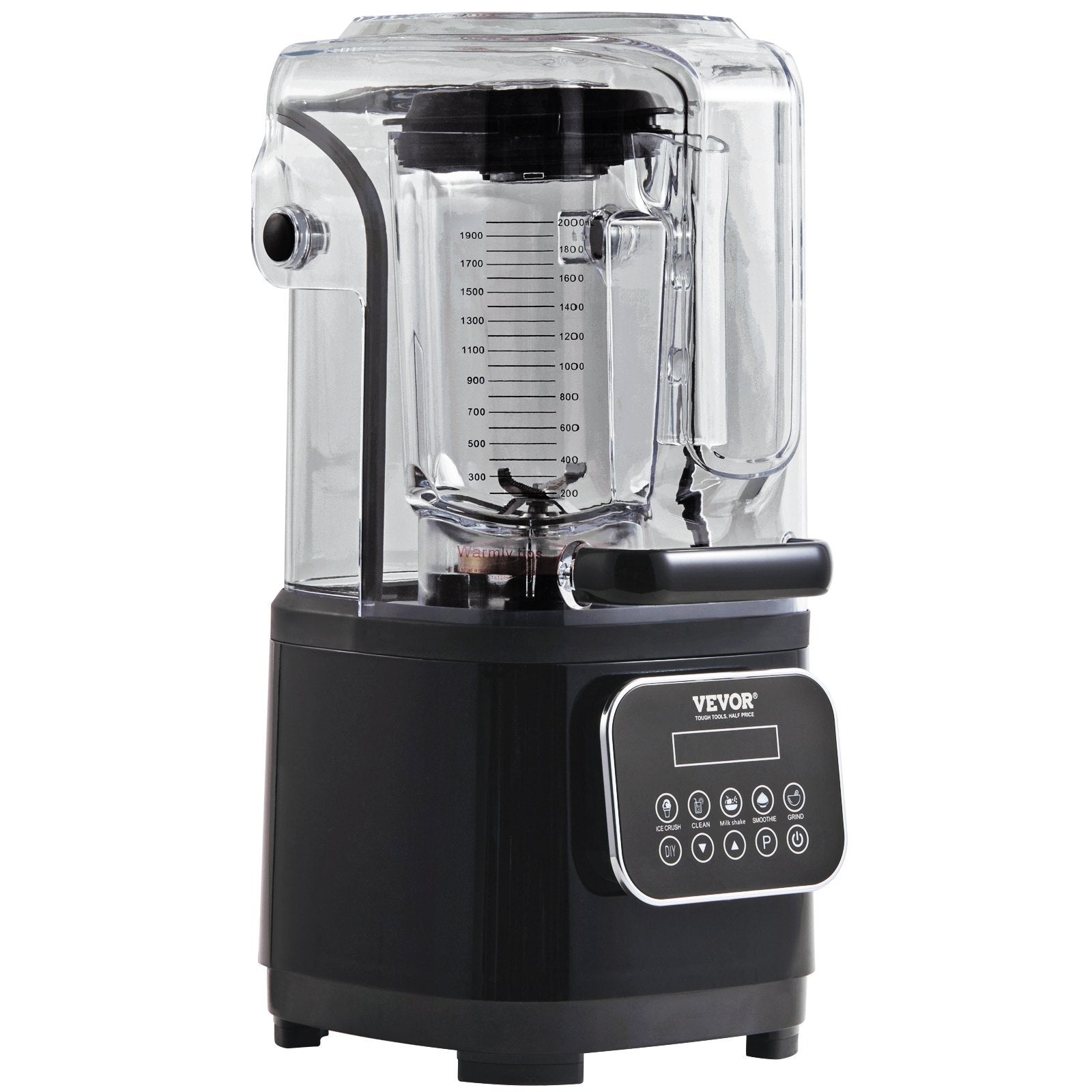 VEVOR Professional Quiet Blender - 1800W Commercial Blender with Sound Shield for Smoothies & Ice Crushing