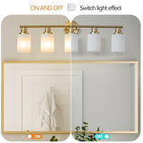 Modern 5-Light Gold Vanity Light with Frosted Glass Shades