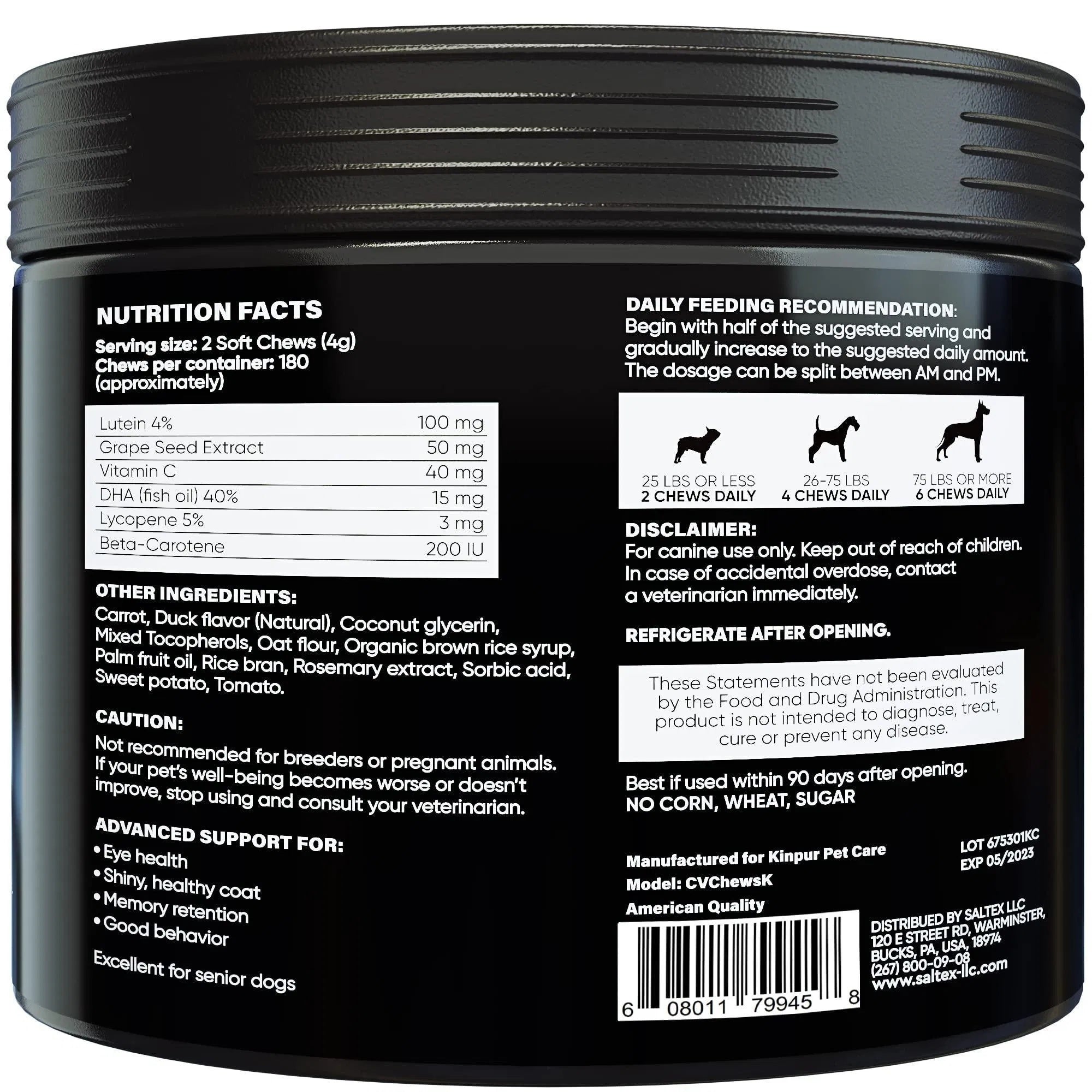 Eye Vitamins for Dogs – Vision & Eye Care Supplement with Tear Stain Support and Immune Boost