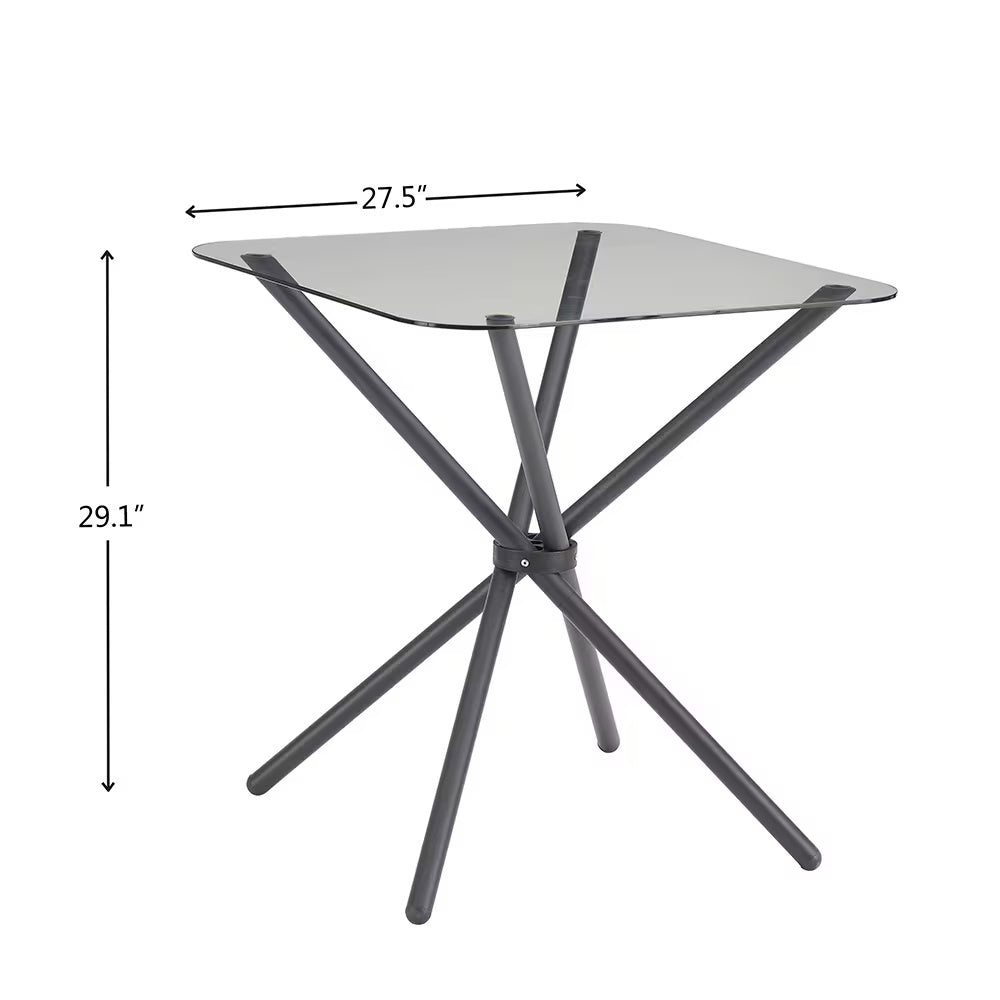 3-Piece Modern Bistro Set for 2 - Square Glass Dining Table with 2 Chairs