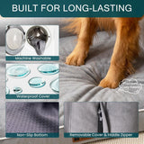 Mewoofun Orthopedic Dog Bed – XL Grey Egg Crate Foam Mattress with Washable Waterproof Cover for Large Dogs