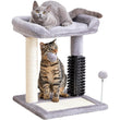 Small 4-in-1 Cat Tree Tower – Self-Grooming Brush, Sisal Scratching Post, Soft Plush Bed & Hanging Ball for Kittens