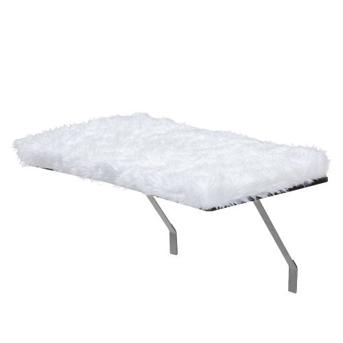 Wall-Mounted Cat Window Perch Seat – Upholstered MDF & Iron, White