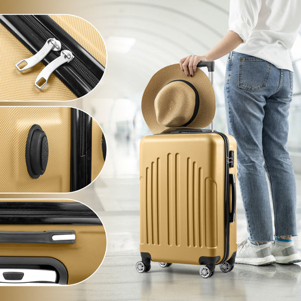 Vertical Striped 4-in-1 Hard Shell Luggage Set with Spinner Wheels & TSA Lock