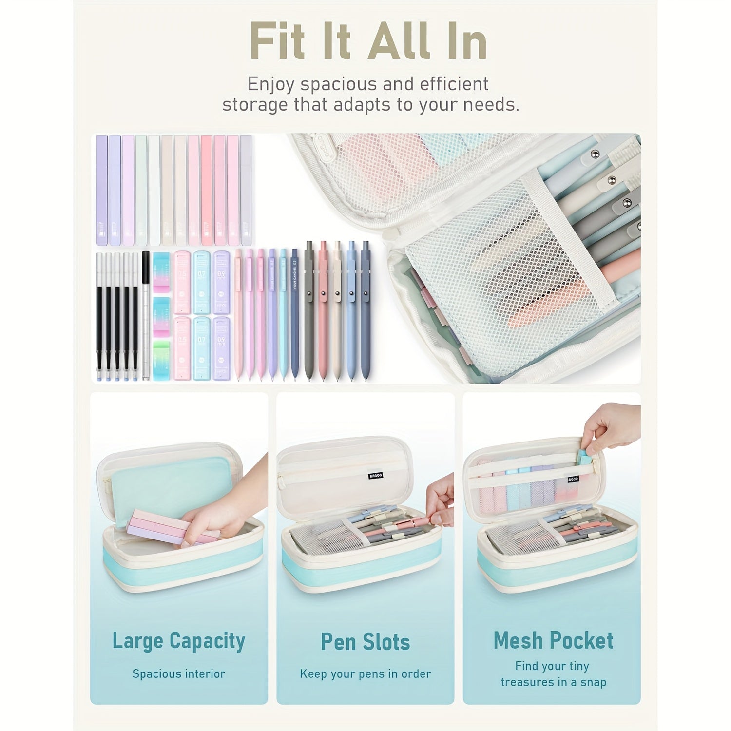 39-Piece Aesthetic School Supplies Set – Pastel Highlighters, Gel Pens, Mechanical Pencils & Cute Pen Case