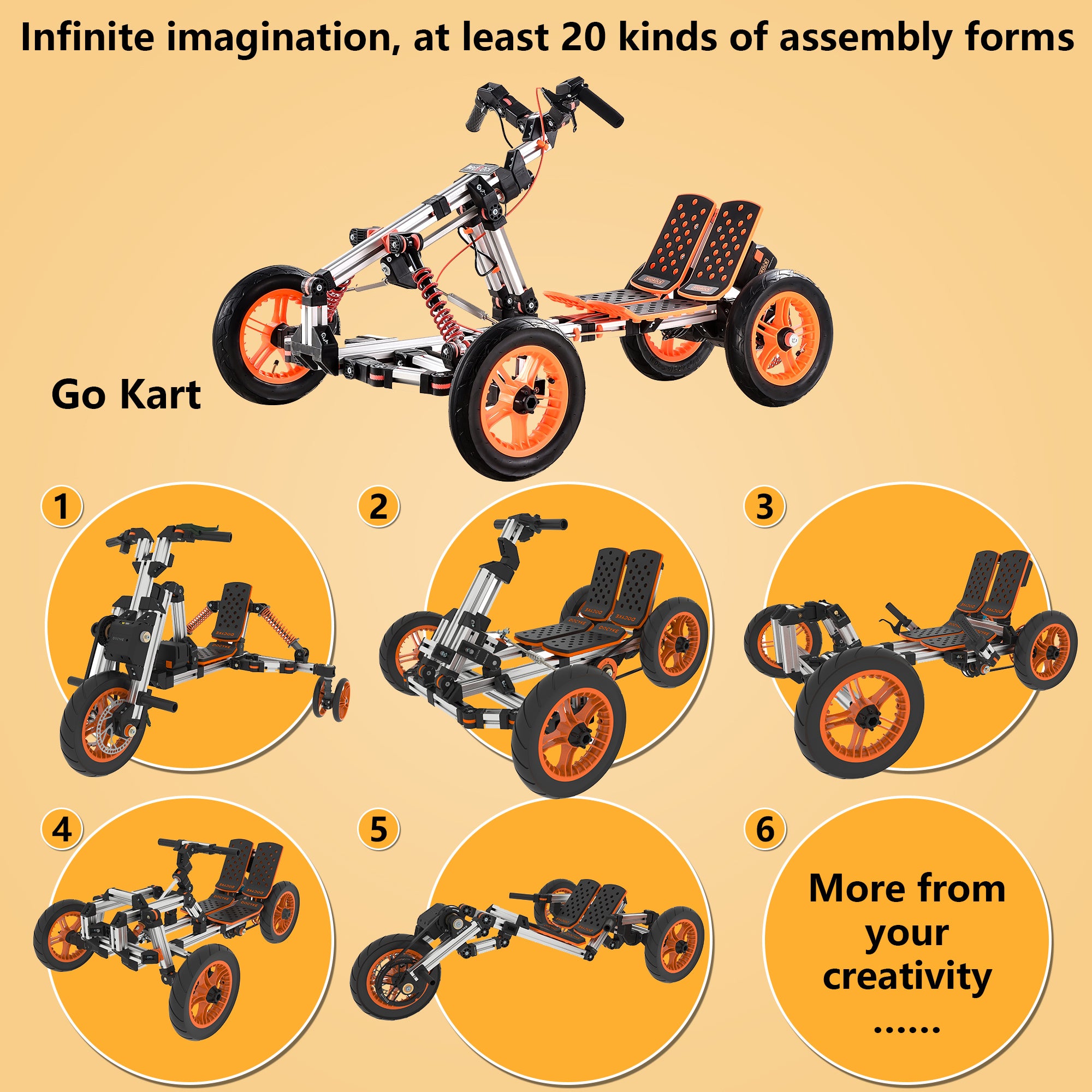 Electric Racing Go-Kart for Kids & Teens - Adjustable Frame & 3-Speed Modes