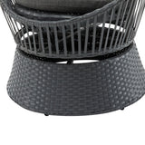 26.7" Modern Gray Wicker Lounge Chair – Round Rattan & Iron Frame, Stylish Relaxation for Living Room & Patio 🪑✨