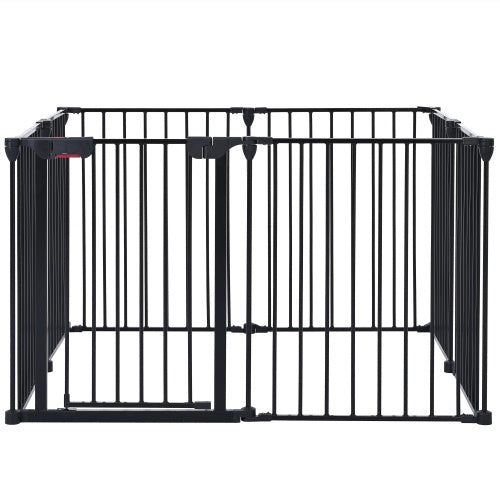 200" Adjustable Safety Gate – 8-Panel Metal Play Yard & Door Gate, Configurable Freestanding Barrier for Stairs, Fireplaces, Pets & Christmas Trees