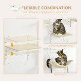 PawHut 6-Piece Modern Cat Wall Shelves – Height Adjustable Jumping Platforms & Climbing Furniture for Indoor Cats