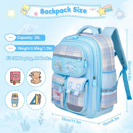 Sanrio Cinnamoroll Collector’s Backpack Bundle – Limited Edition Blue Anime Set with Card Holder, Badges & Stationery 🎒💙