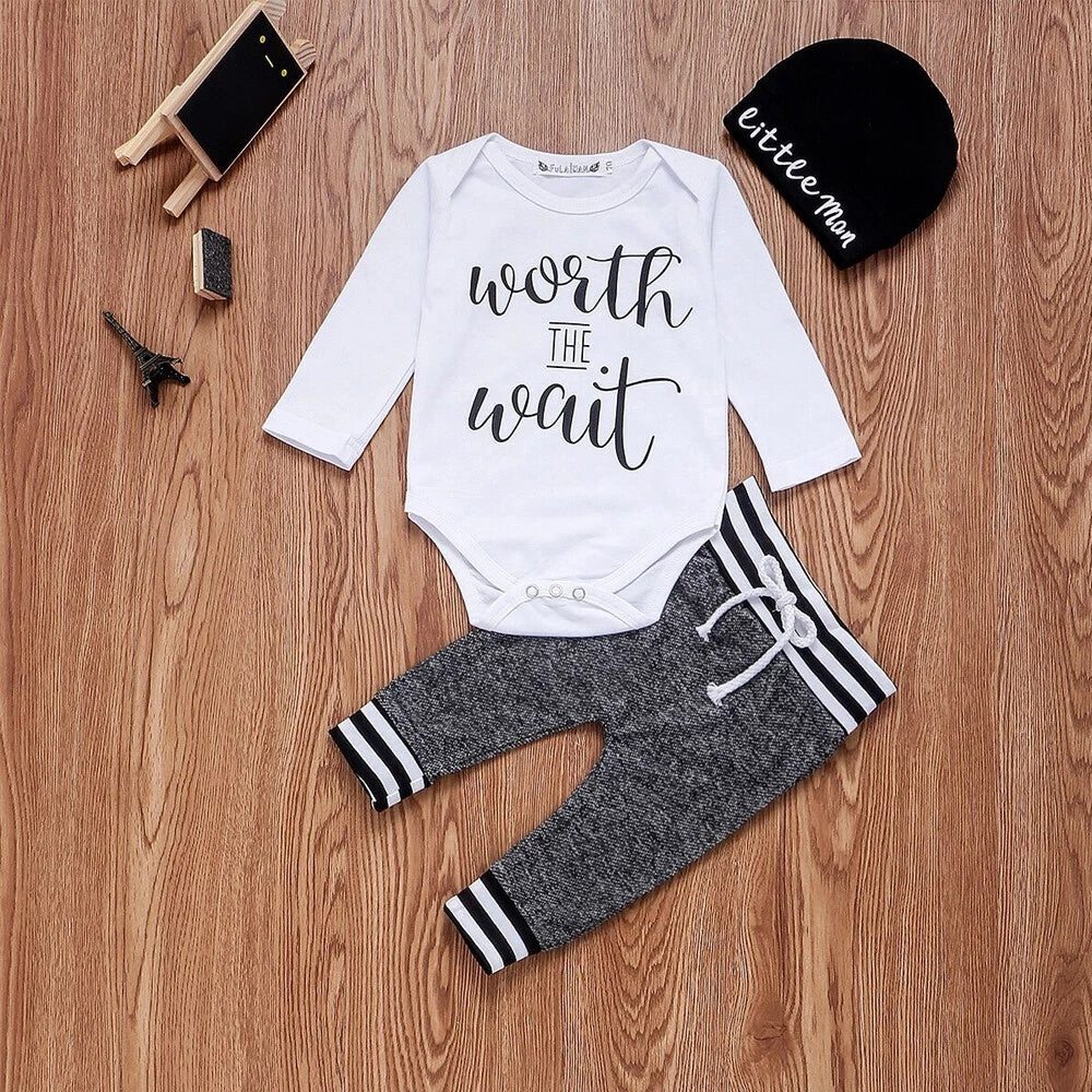 Newborn Baby Boy & Girl Outfit Set – Soft Cotton Romper Bodysuit with Pants | Infant Clothes 2PCS