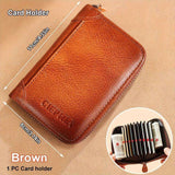 RFID Blocking Trifold Genuine Leather Wallets For Men, Top Layer Cowhide Vintage Short Multi Function Credit Card Holder, Money Clips With 2 ID Windows Valentine'S Day Gifts For Men - PulinGO