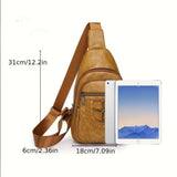 Women’s Sling Bag 🎒 Multi-Pocket Crossbody Purse – Vegan Retro Leather Braided Backpack for Travel