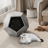 25.98" Modern Pet Furniture – Cat Rack, Side Table & Flower Pot Stand in Cement Gray Multifunctional MDF Design