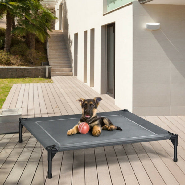 35.5" × 32" Elevated Dog Bed with UV-Resistant Canopy – Outdoor Pet Lounger for Small & Medium Dogs