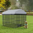 Large Outdoor Dog Kennel with Roof Cover, Lockable Door – 6.6'L × 6.6'W × 6.4'H Pet Run Enclosure