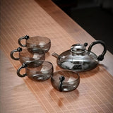 600ml Glass Teapot Set – Elegant & Heat-Resistant Tea-for-One with 4 Cups