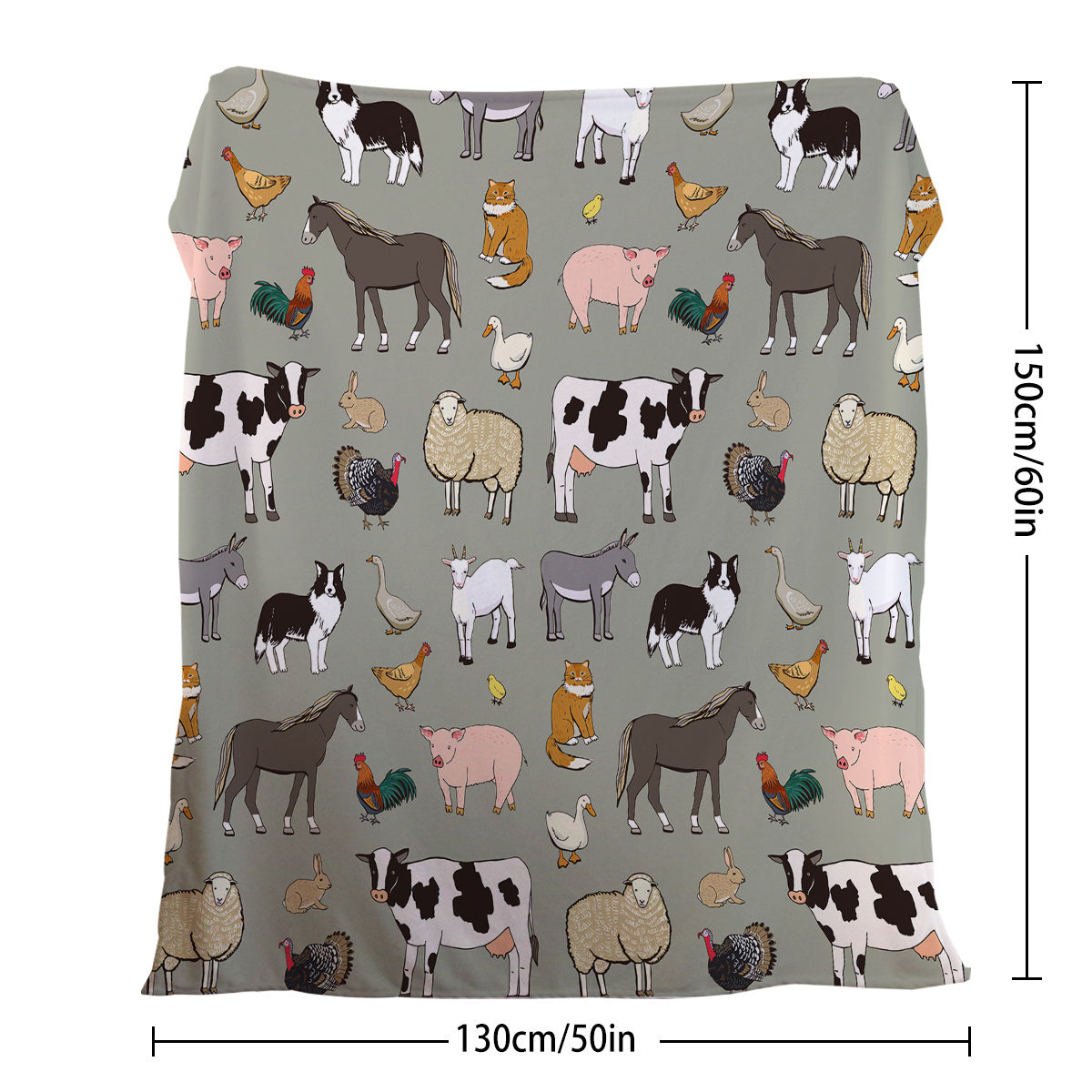 Various Animals Flannel Velvet Blanket – Soft Pig & Horse Print, Lightweight & Durable Throw for Home, Travel & Gift (75×100 cm · 130×150 cm · 150×200 cm)