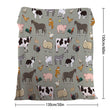 Various Animals Flannel Velvet Blanket – Soft Pig & Horse Print, Lightweight & Durable Throw for Home, Travel & Gift (75×100 cm · 130×150 cm · 150×200 cm)