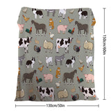 Various Animals Flannel Velvet Blanket – Soft Pig & Horse Print, Lightweight & Durable Throw for Home, Travel & Gift (75×100 cm · 130×150 cm · 150×200 cm)