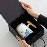 Crane-Patterned Ceramic Teacup with Lid & Filter – Perfect Gift - PulinGO