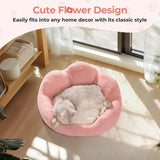 Mewoofun Fluffy Cat Couch Bed – 23" Round Washable Sofa with Non-Slip Bottom for Indoor Cats & Small Dogs