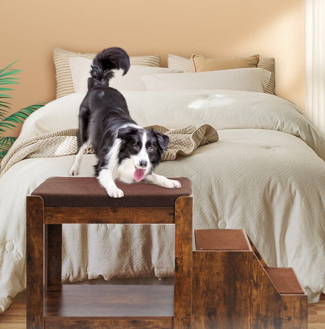 Pet Bunk Bed with Removable Step – Multi-Level Bed, Window Perch & Scratch Pad for Dogs & Cats