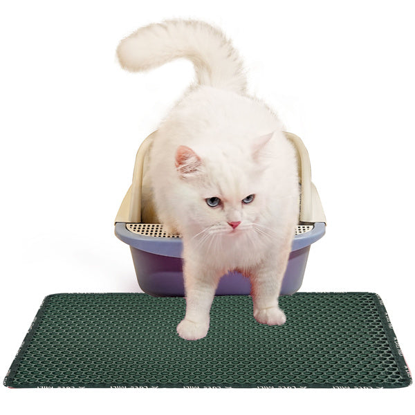 Double-Layer Rice-Shaped Cat Litter Pad – Waterproof Non-Slip Mat for Trapping Litter & Easy Cleaning