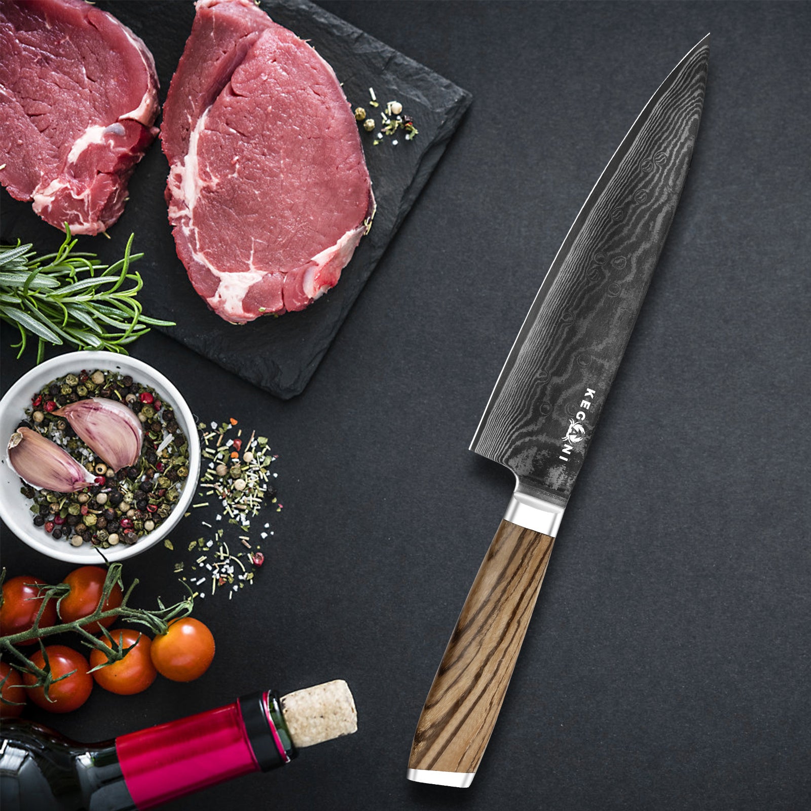 Kegani 8‑Inch Japanese VG‑10 Damascus Chef Knife – 67‑Layer Ultra‑Sharp Blade with Ergonomic Full‑Tang Handle