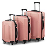 3-Piece ABS+PC Hard Shell Luggage Set – Lightweight Spinner Suitcases with TSA Lock (20/24/28 Inches, Black & Silver)