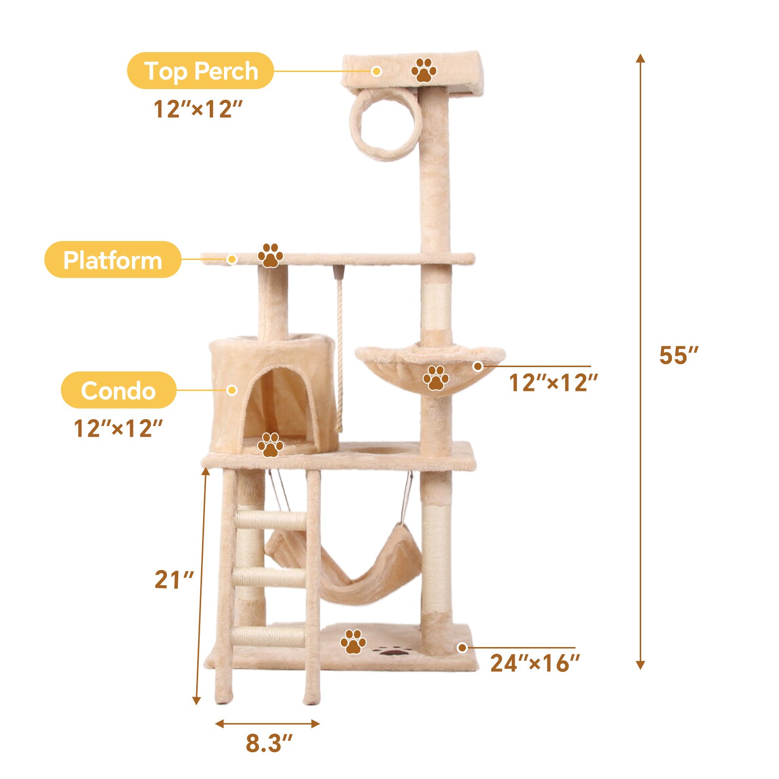 Cat Climbing Frame – Multi-Level Cat Tree Tower with Platforms, Scratching Posts & Cozy Resting Spots for Indoor Cats