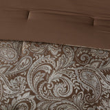 12-Piece Comforter Set with Cotton Bed Sheets – Full Size, Includes Comforter, Bed Skirt, Euro & Standard Shams, Cotton Sheets & Decorative Pillows, Blue & Brown Paisley Pattern