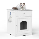 Wooden Pet House Litter Box Furniture – Multi-Functional Enclosure with Fence, Drawers & Modern Wooden Design