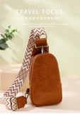 Women’s Chest Sling Bag – PU Leather Small Crossbody with Wide Guitar Strap