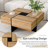 Modern Round Coffee Table with 360° Rotating Top & 4 Hidden Storage Compartments