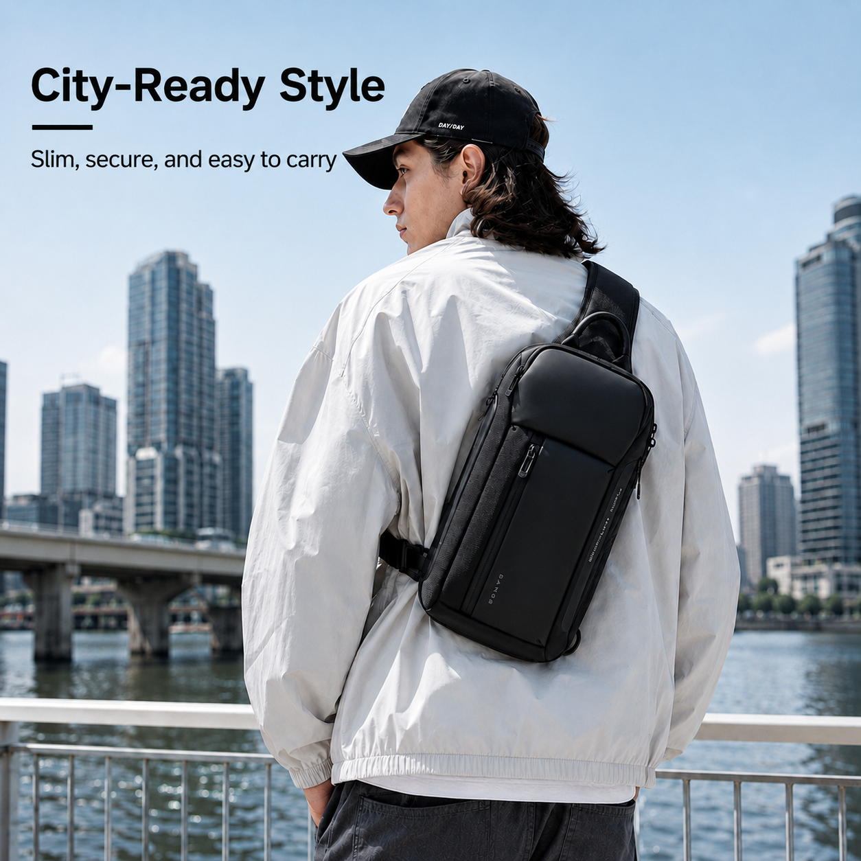 Men’s Waterproof Sling Bag – Lightweight Crossbody Backpack with Tablet Compartment & Smart Storage