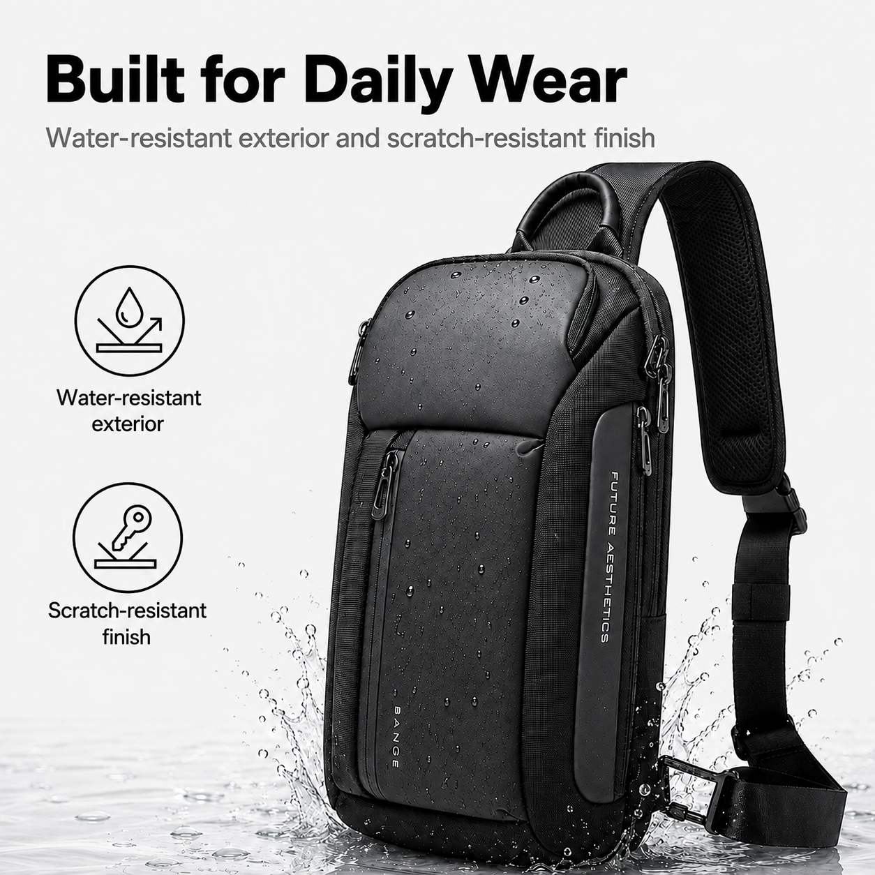 Men’s Waterproof Sling Bag – Lightweight Crossbody Backpack with Tablet Compartment & Smart Storage