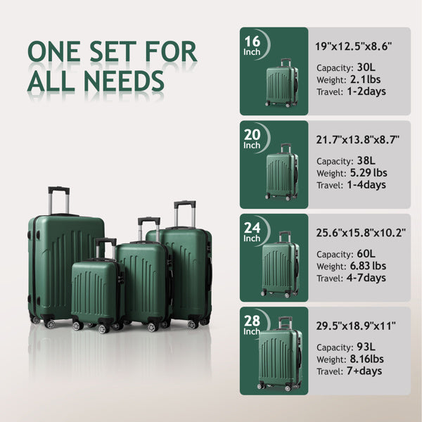 Vertical Stripe 4-in-1 Expandable Hard Shell Suitcase Set with Spinner Wheels & TSA Lock