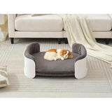 Scandinavian Style Cat Couch Bed – Indoor Pet Sofa with Elevated Design, Removable Mattress Cover & Modern White/Grey Finish