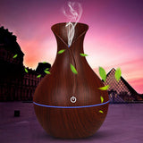 LED Ultrasonic Aroma Humidifier Essential Oil Diffuser – Vase-Shaped Smoke Fountain, Aromatherapy Air Purifier with LED Mood Light