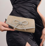 Bow Evening Bag – Sparkly Rhinestone Clutch Purse for Women, Wedding & Party Handbag